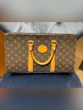 Authentic Louis Vuitton Monogram Sac Plat PM Tote Bag Briefcase Made in France